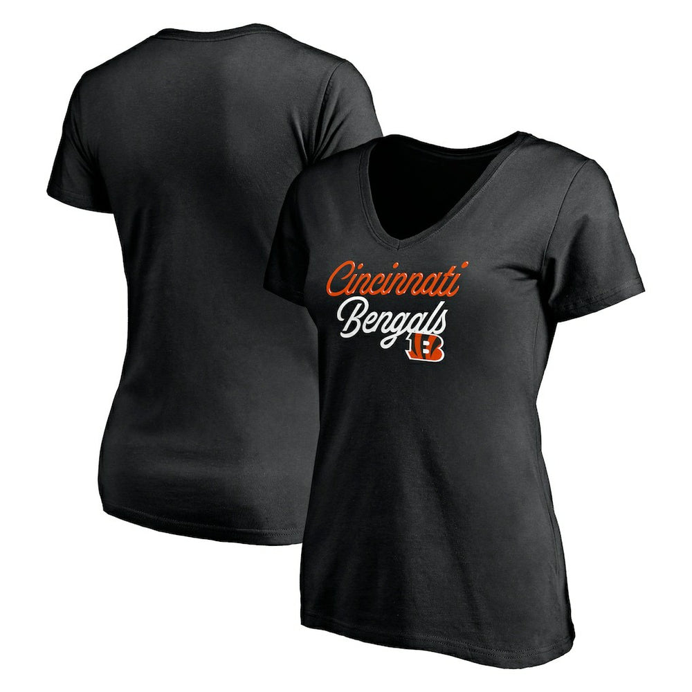 Cincinnati Bengals Women's Long Stride V-Neck T-Shirt Black