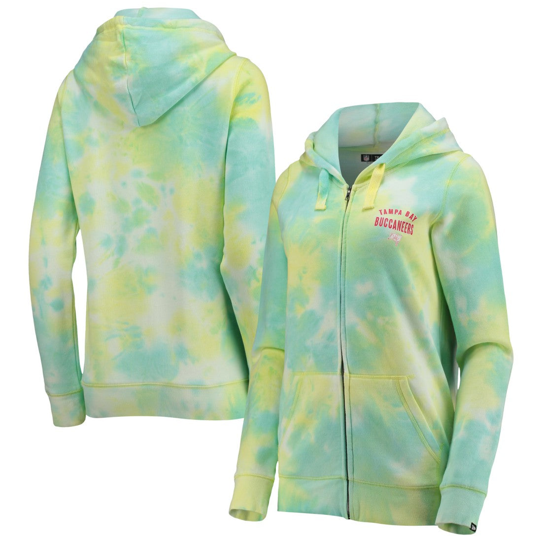 Tampa Bay Buccaneers New Era Women's Ice-Dye Full-Zip Hoodie White