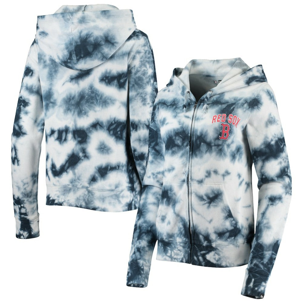 Boston Red Sox New Era Women's Tie-Dye Fleece Full-Zip Hoodie - Navy - New Era on Sale