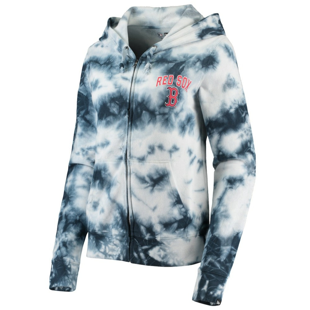 Boston Red Sox New Era Women's Tie-Dye Fleece Full-Zip Hoodie - Navy - New Era on Sale