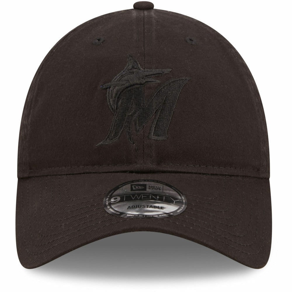 Miami Marlins New Era Black On Black Core Classic 2.0 9TWENTY Adjustable Hat - New Era Sale