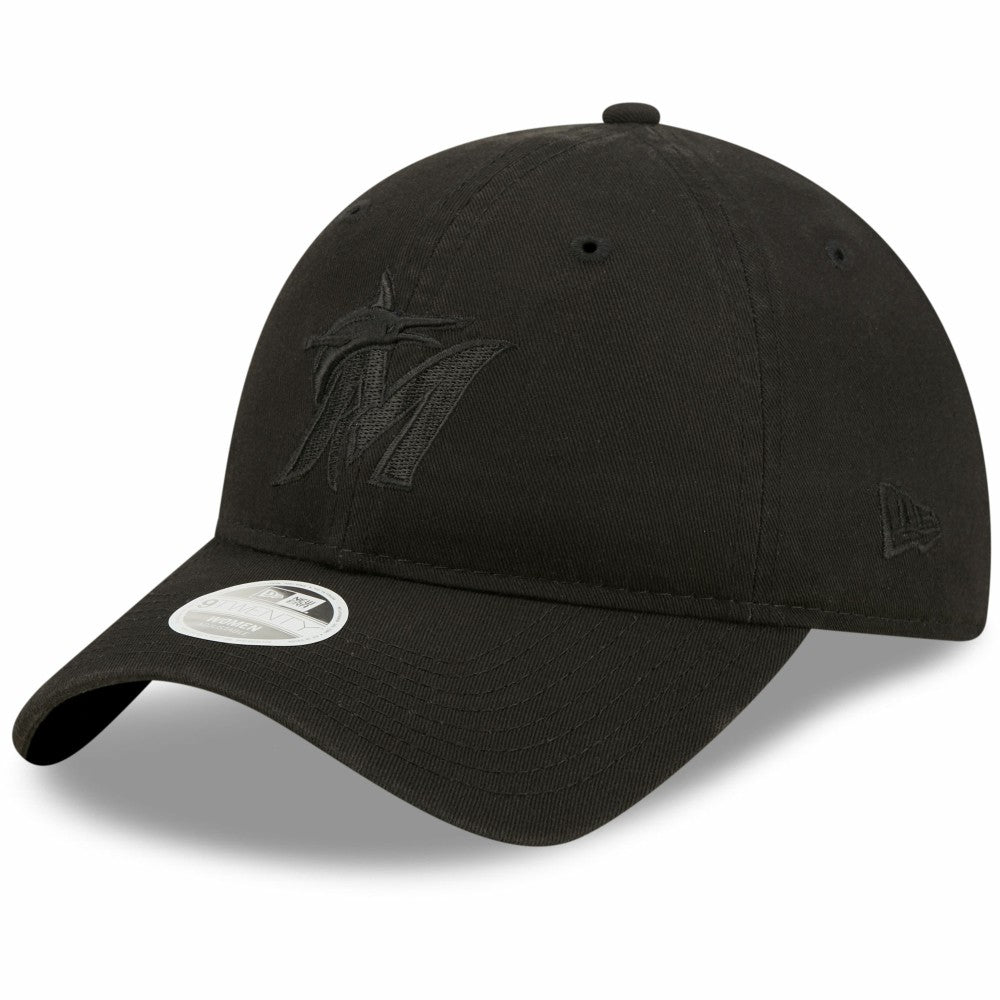 Miami Marlins New Era Women's Black on Black Core Classic II 9TWENTY Adjustable Hat - New Era Lifestyle
