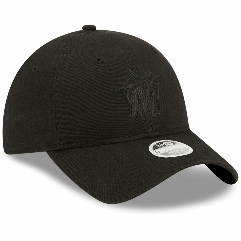 Miami Marlins New Era Women's Black on Black Core Classic II 9TWENTY Adjustable Hat - New Era Lifestyle