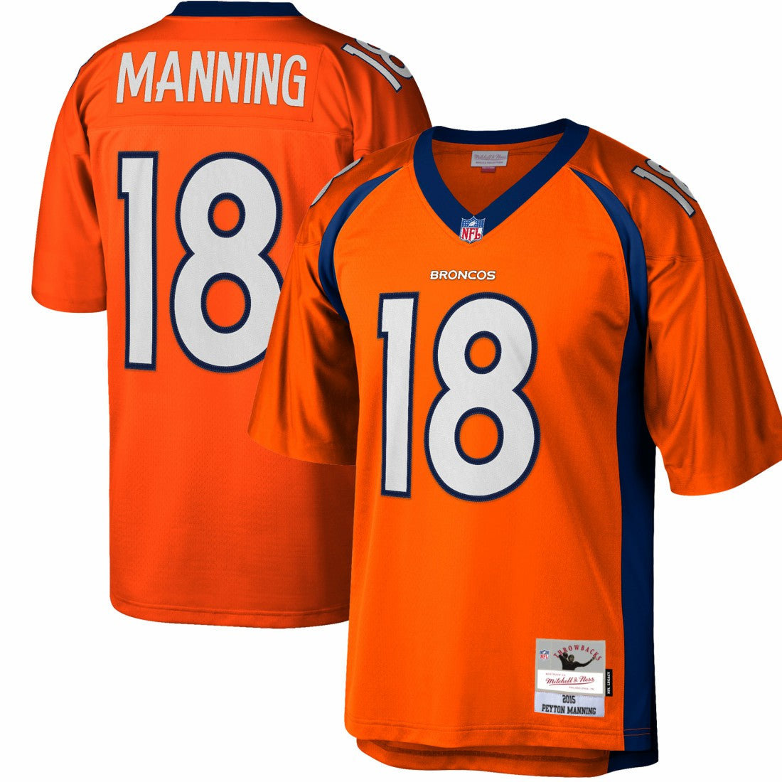 Mitchell & Ness Peyton Manning Denver Broncos Big & Tall 2015 Retired Player Replica Jersey Orange
