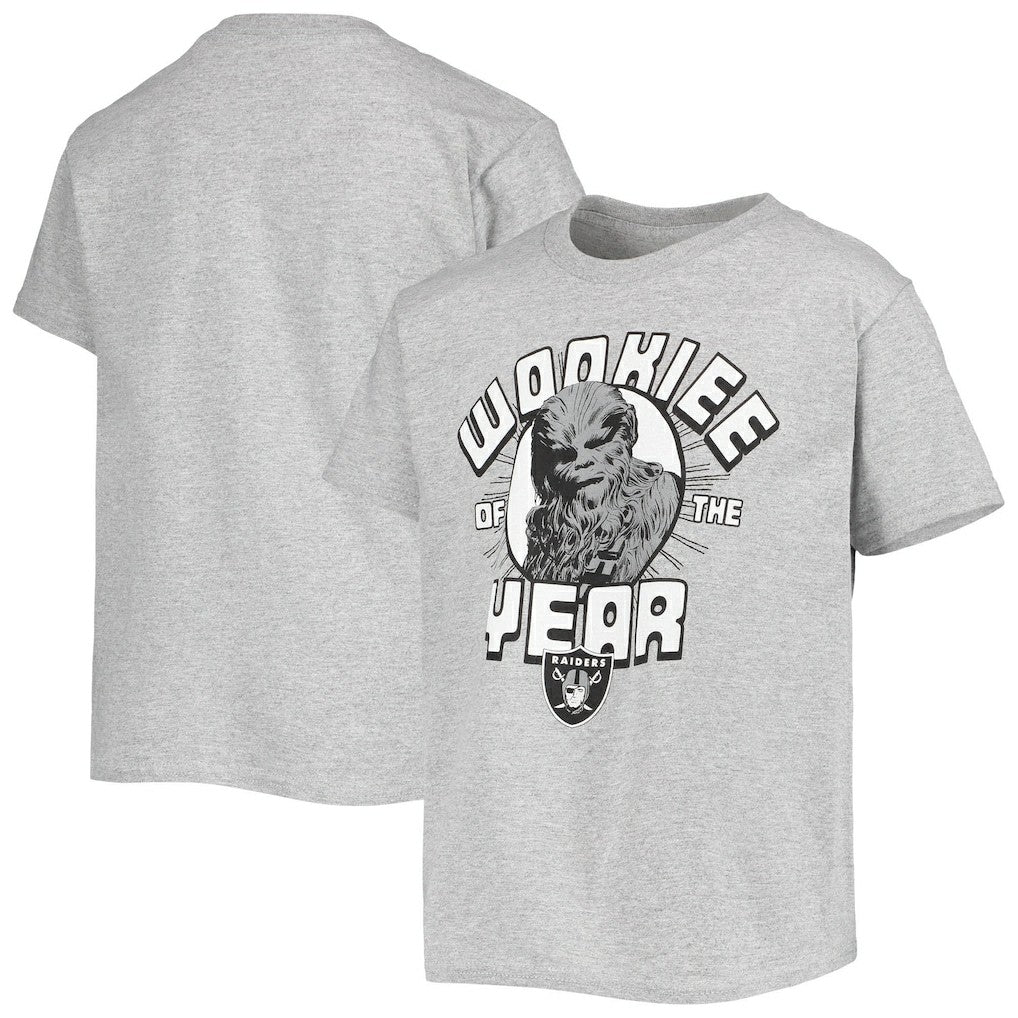 Las Vegas Raiders Junk Food Youth Star Wars Wookie Of The Year T-Shirt Heathered Gray