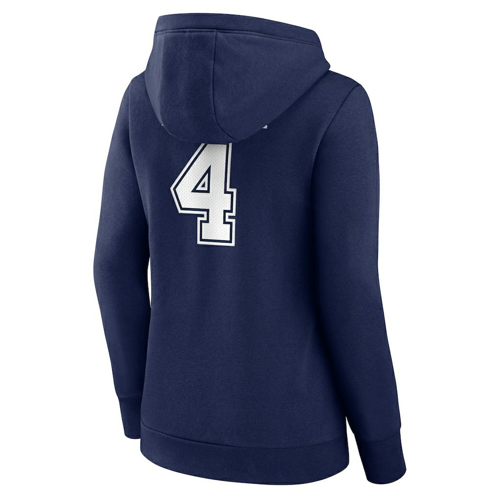Fanatics Dak Prescott Dallas Cowboys Women's Player Icon Name & Number V-Neck Pullover Hoodie Navy