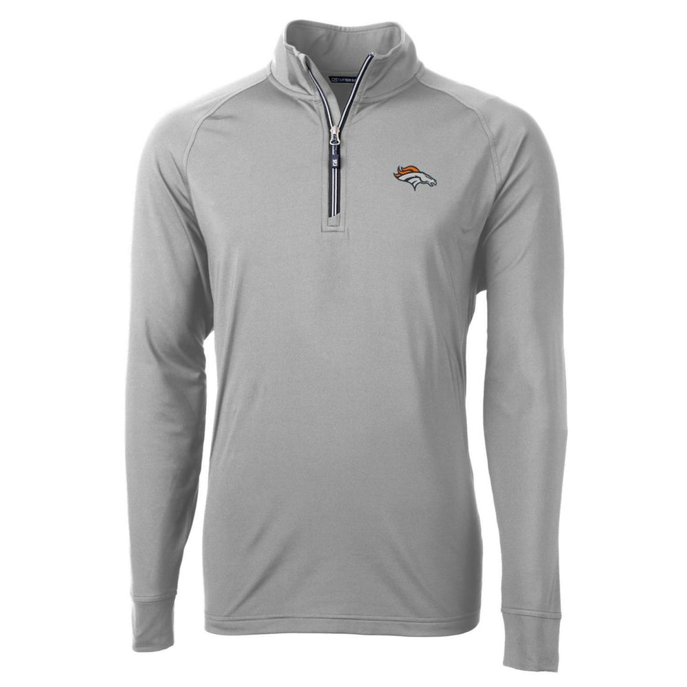 Denver Broncos Cutter & Buck Adapt Eco Knit Quarter-Zip Pullover Jacket Gray