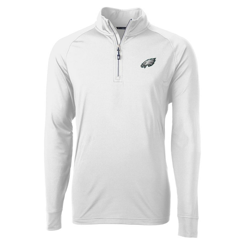 Philadelphia Eagles Cutter & Buck Adapt Eco Knit Quarter-Zip Pullover Jacket White
