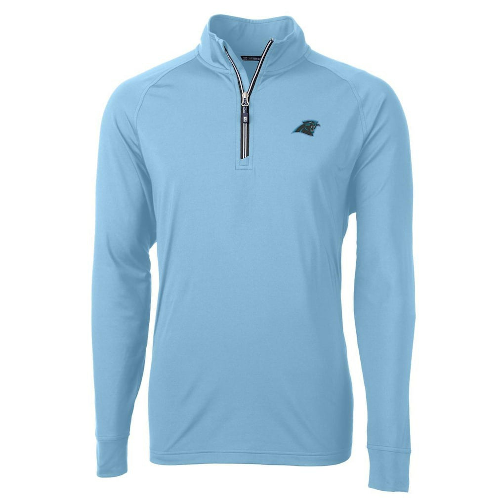 Carolina Panthers Cutter & Buck Adapt Eco Knit Quarter-Zip Pullover Jacket Blue