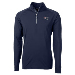 New England Patriots Cutter & Buck Adapt Eco Knit Quarter-Zip Pullover Jacket Navy
