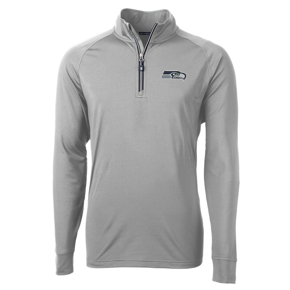 Seattle Seahawks Cutter & Buck Adapt Eco Knit Quarter-Zip Pullover Jacket Gray