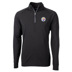 Pittsburgh Steelers Cutter & Buck Adapt Eco Knit Quarter-Zip Pullover Jacket Black