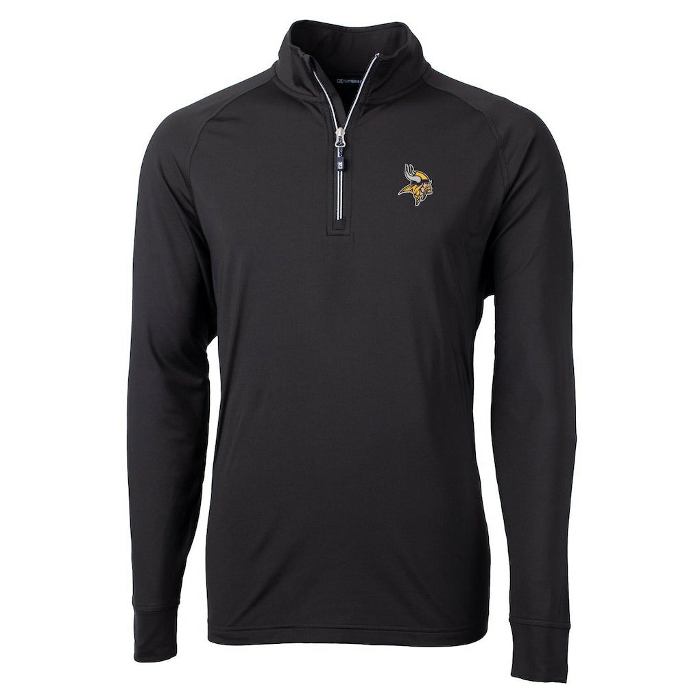 Minnesota Vikings Cutter & Buck Adapt Eco Knit Quarter-Zip Pullover Jacket Black