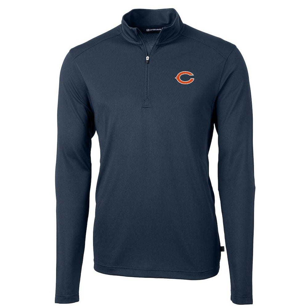 Chicago Bears Cutter & Buck Virtue Eco Pique Recycled Quarter-Zip Pullover Jacket Navy