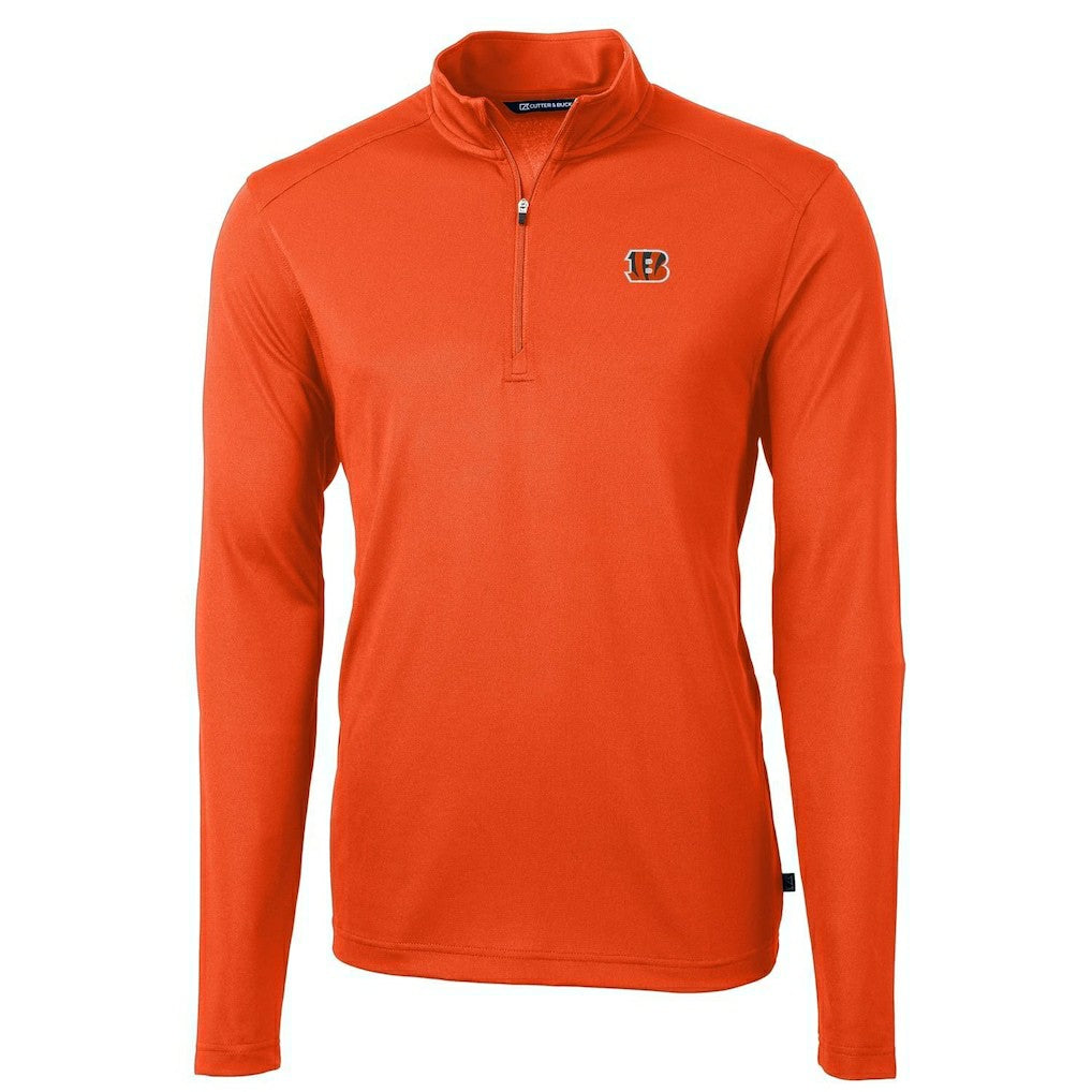 Cincinnati Bengals Cutter & Buck Virtue Eco Pique Recycled Quarter-Zip Pullover Jacket Orange