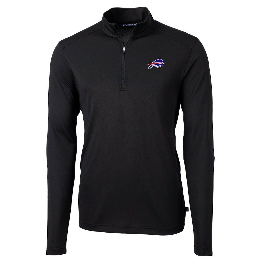 Buffalo Bills Cutter & Buck Virtue Eco Pique Recycled Quarter-Zip Pullover Jacket Black
