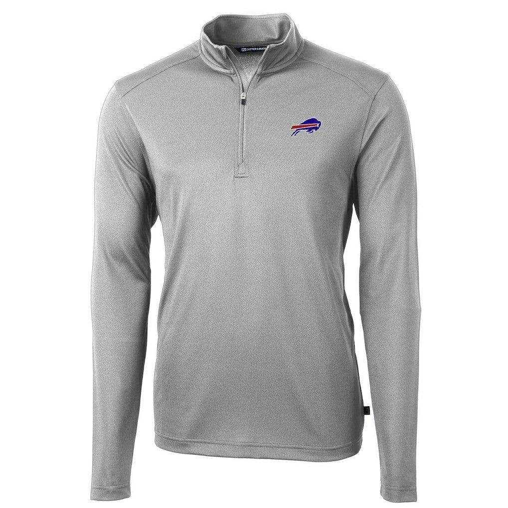 Buffalo Bills Cutter & Buck Virtue Eco Pique Recycled Quarter-Zip Pullover Jacket Gray