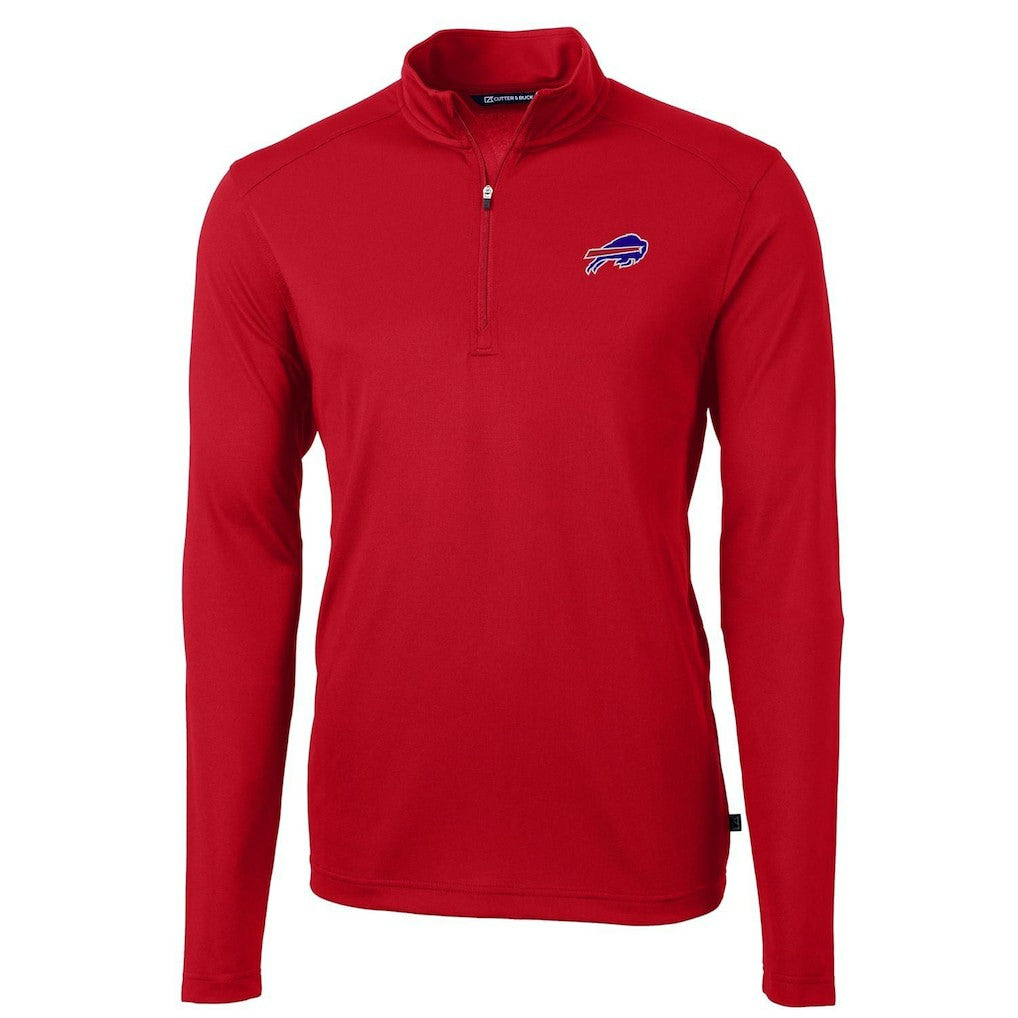 Buffalo Bills Cutter & Buck Virtue Eco Pique Recycled Quarter-Zip Pullover Jacket Red