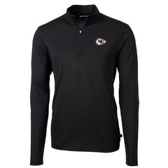 Kansas City Chiefs Cutter & Buck Virtue Eco Pique Recycled Quarter-Zip Pullover Jacket Black