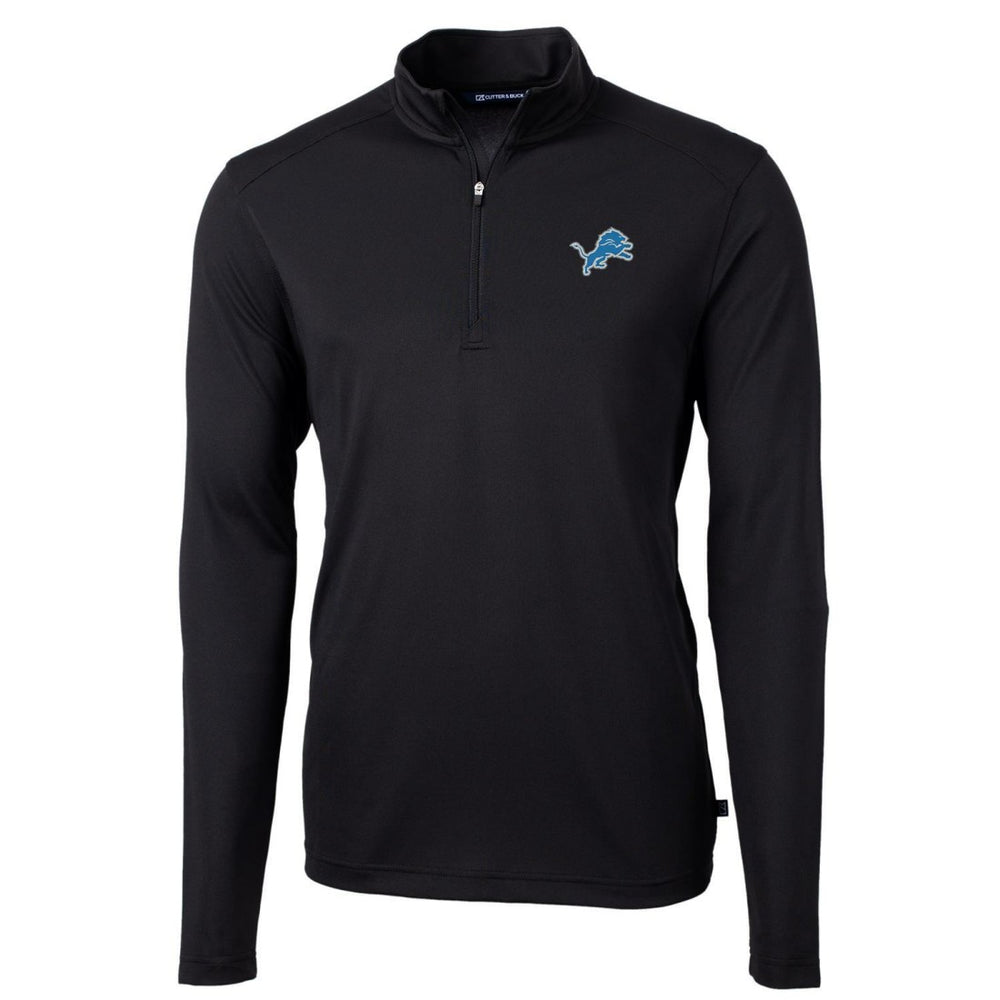 Detroit Lions Cutter & Buck Virtue Eco Pique Recycled Quarter-Zip Pullover Jacket Black