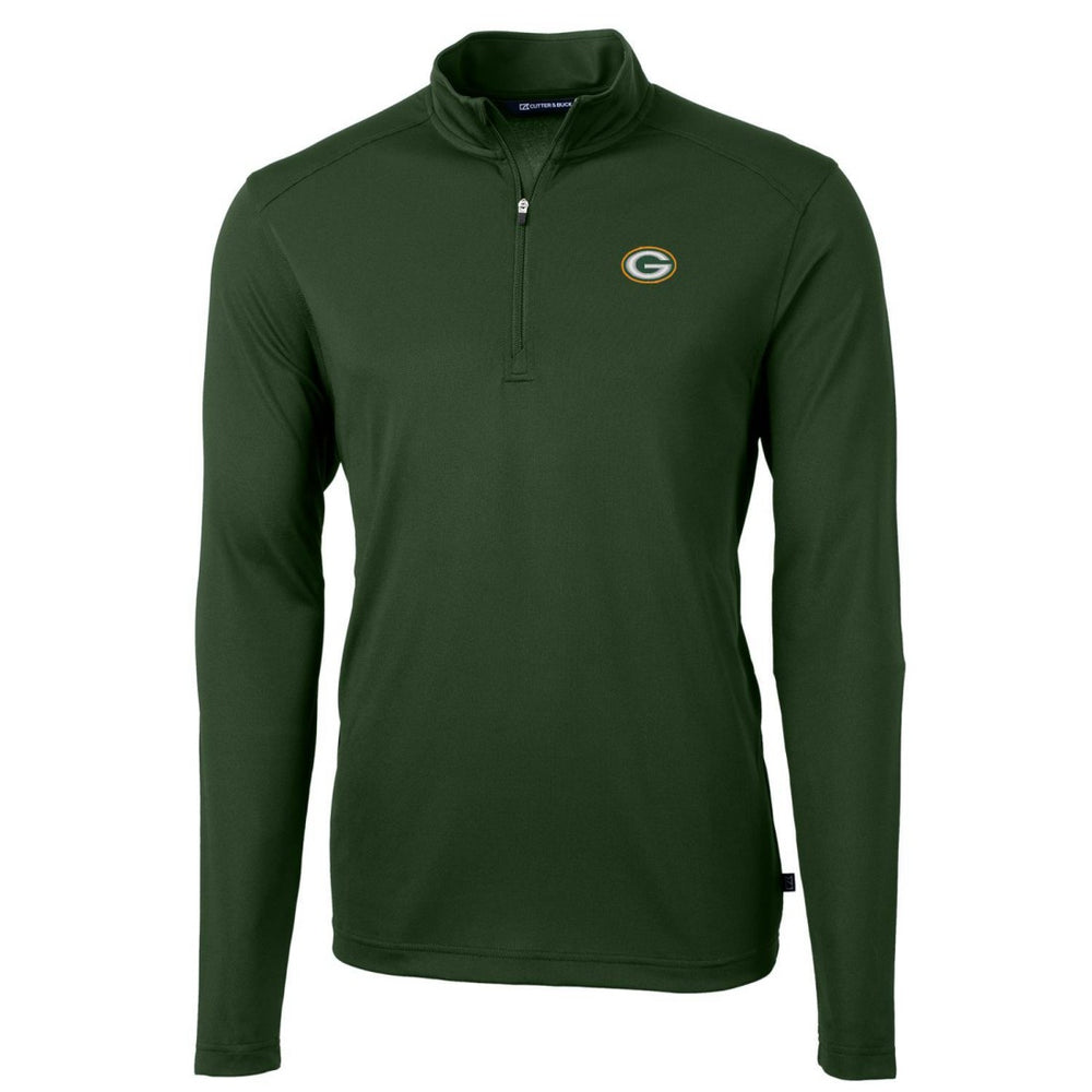 Green Bay Packers Cutter & Buck Virtue Eco Pique Recycled Quarter-Zip Pullover Jacket Green