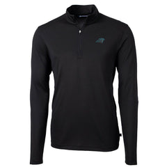Carolina Panthers Cutter & Buck Virtue Eco Pique Recycled Quarter-Zip Pullover Jacket Black