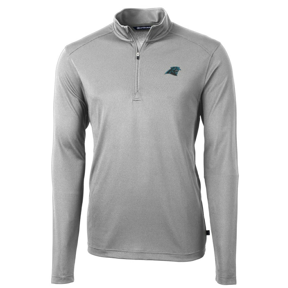 Carolina Panthers Cutter & Buck Virtue Eco Pique Recycled Quarter-Zip Pullover Jacket Gray