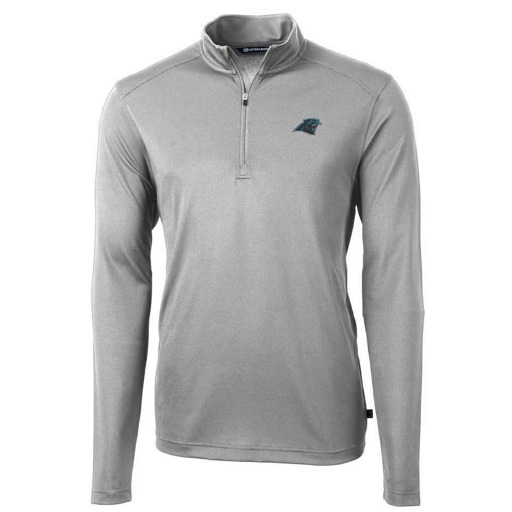 Carolina Panthers Cutter & Buck Virtue Eco Pique Recycled Quarter-Zip Pullover Jacket Gray