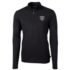 Las Vegas Raiders Cutter & Buck Virtue Eco Pique Recycled Quarter-Zip Pullover Jacket Black