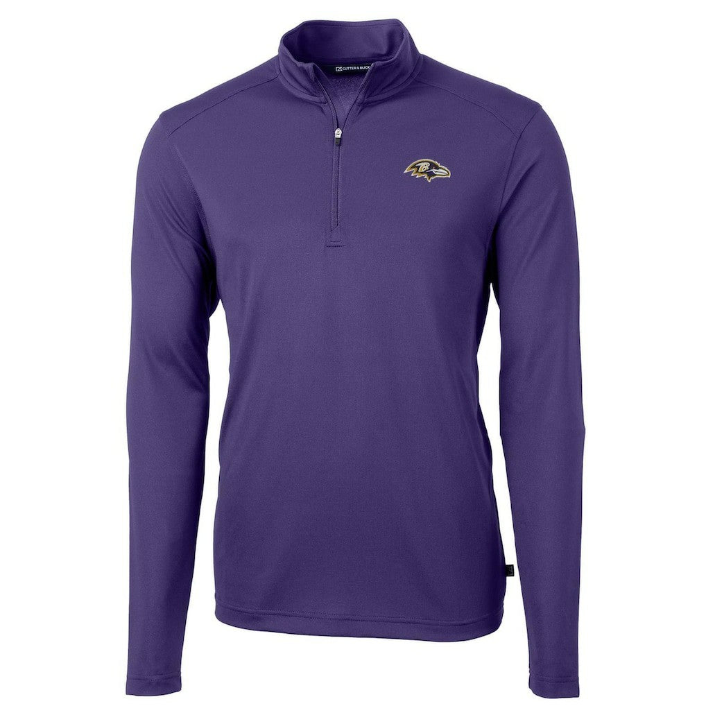 Baltimore Ravens Cutter & Buck Virtue Eco Pique Recycled Quarter-Zip Pullover Jacket Purple