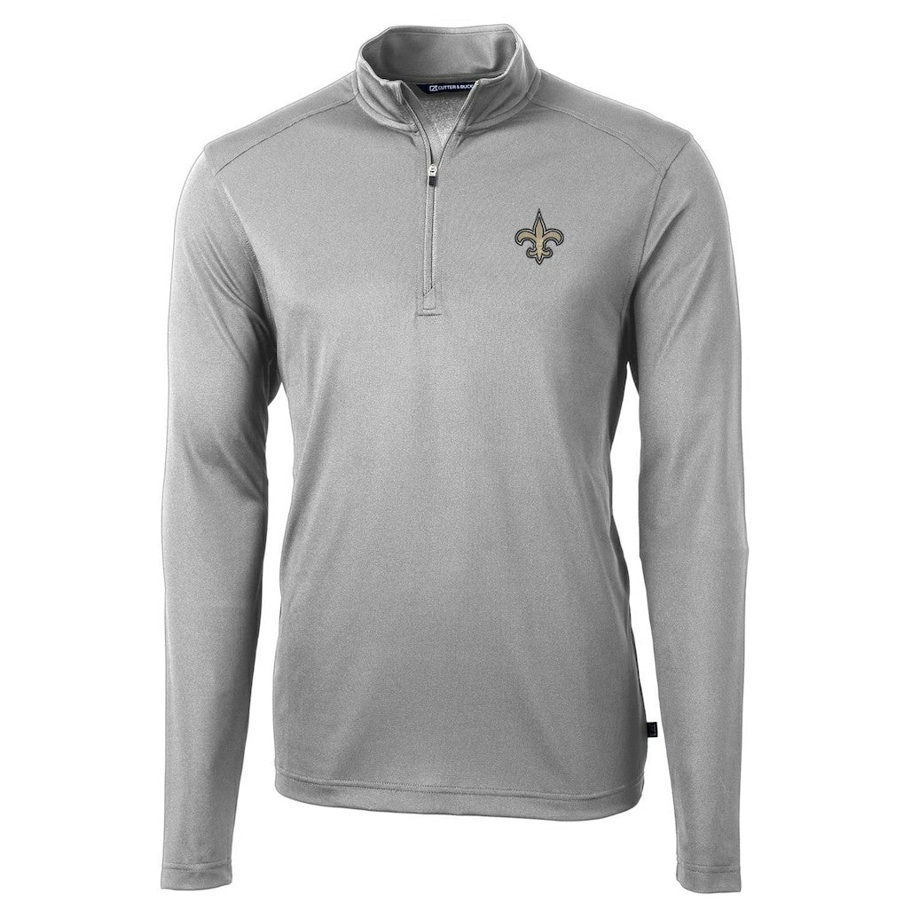 New Orleans Saints Cutter & Buck Virtue Eco Pique Recycled Quarter-Zip Pullover Jacket Gray