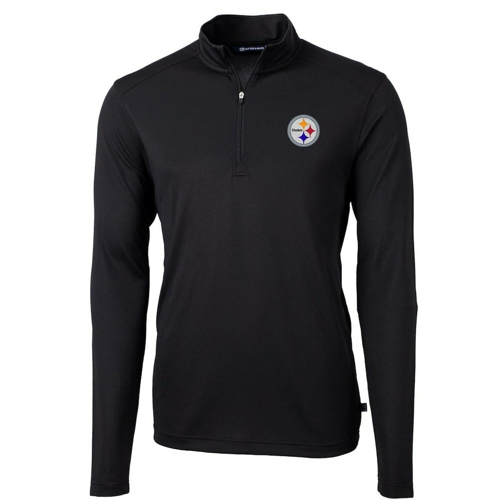Pittsburgh Steelers Cutter & Buck Virtue Eco Pique Recycled Quarter-Zip Pullover Jacket Black
