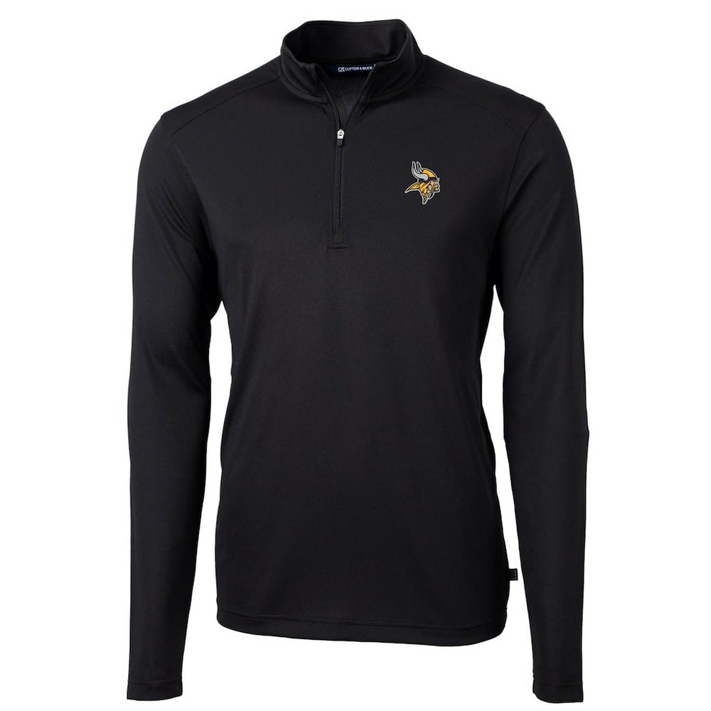 Minnesota Vikings Cutter & Buck Virtue Eco Pique Recycled Quarter-Zip Pullover Jacket Black
