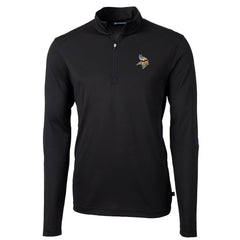 Minnesota Vikings Cutter & Buck Virtue Eco Pique Recycled Quarter-Zip Pullover Jacket Black