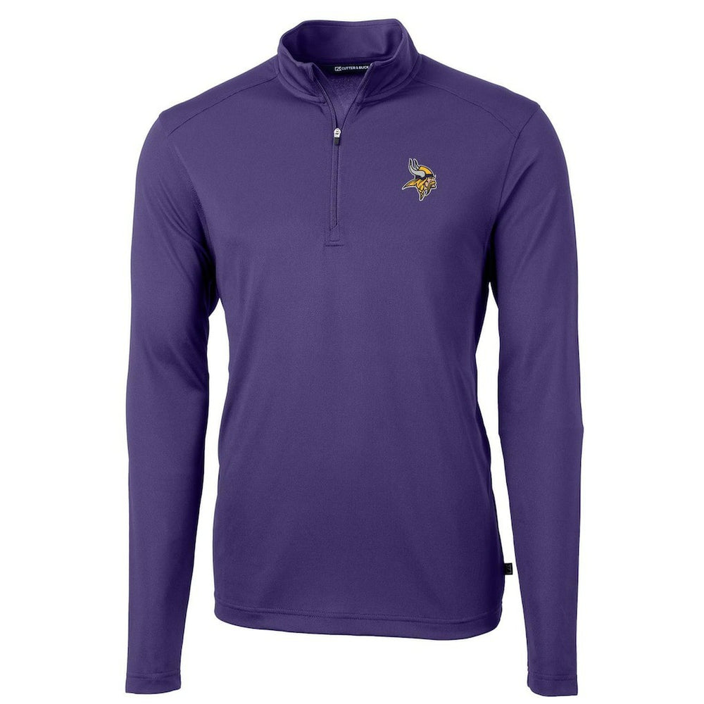 Minnesota Vikings Cutter & Buck Virtue Eco Pique Recycled Quarter-Zip Pullover Jacket Purple