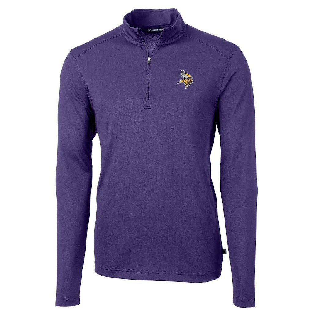 Minnesota Vikings Cutter & Buck Virtue Eco Pique Recycled Quarter-Zip Pullover Jacket Purple