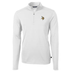 Minnesota Vikings Cutter & Buck Virtue Eco Pique Recycled Quarter-Zip Pullover Jacket White