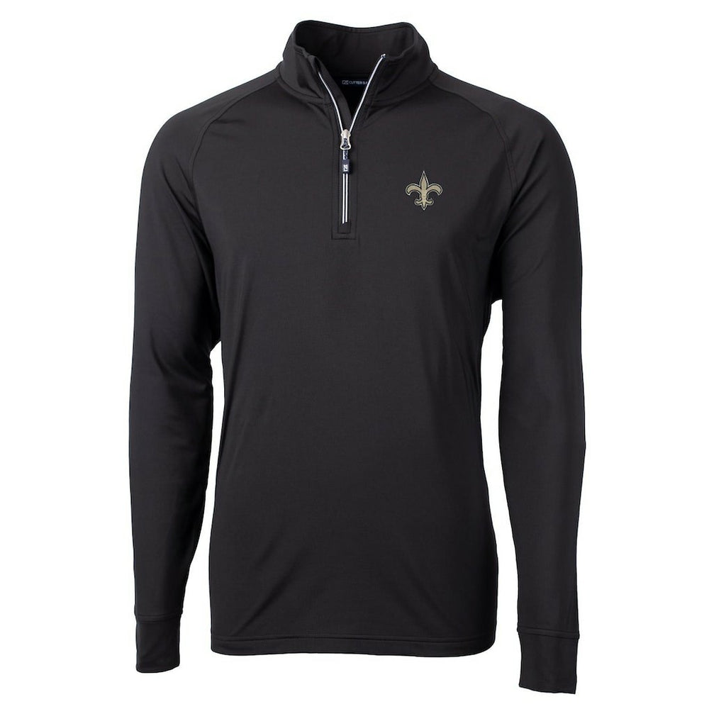 New Orleans Saints Cutter & Buck Big & Tall Adapt Eco Knit Quarter-Zip Pullover Jacket Black
