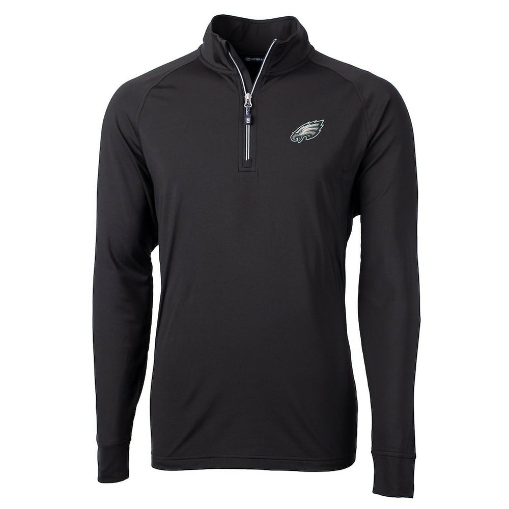 Philadelphia Eagles Cutter & Buck Big & Tall Adapt Eco Knit Quarter-Zip Pullover Jacket Black