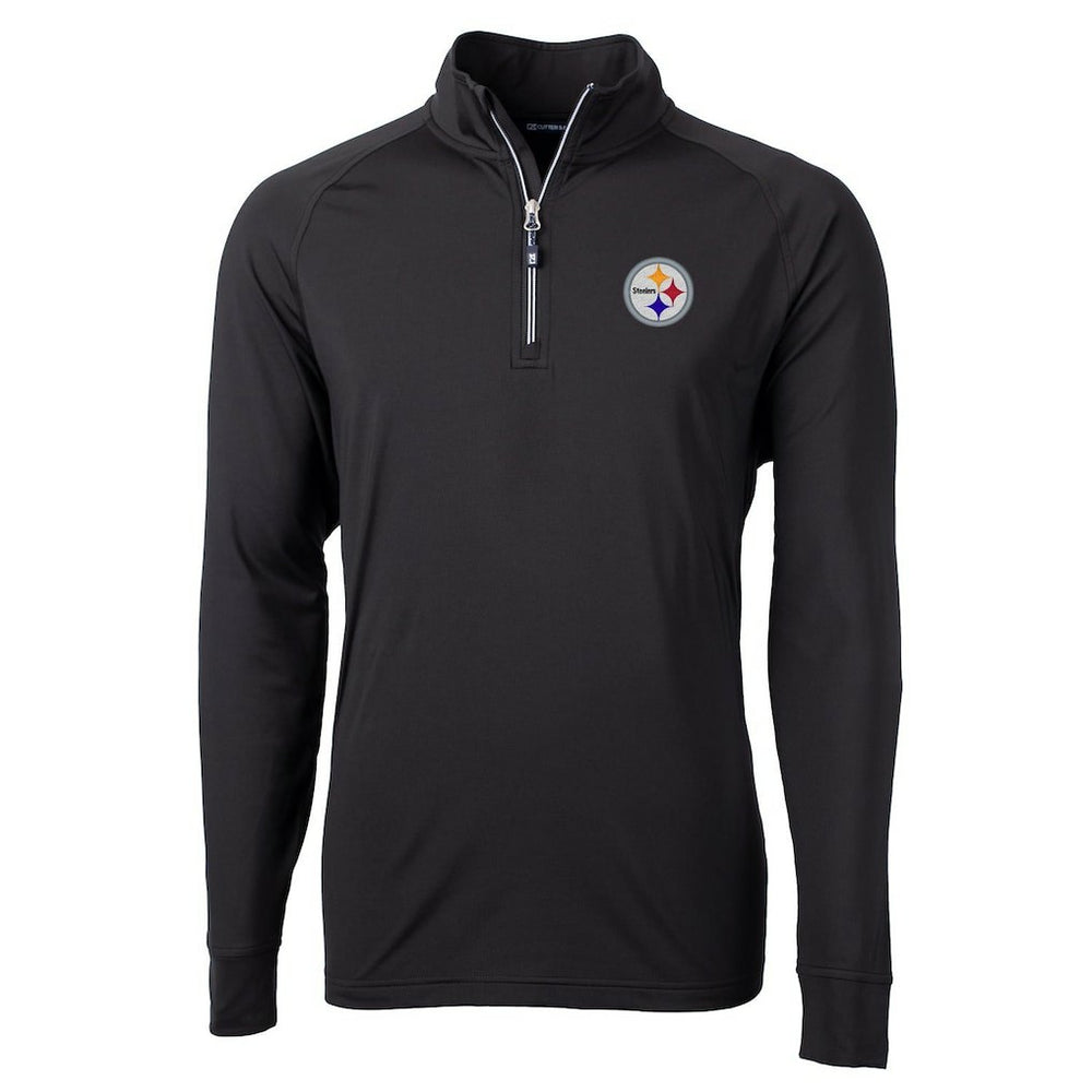 Pittsburgh Steelers Cutter & Buck Big & Tall Adapt Eco Knit Quarter-Zip Pullover Jacket Black