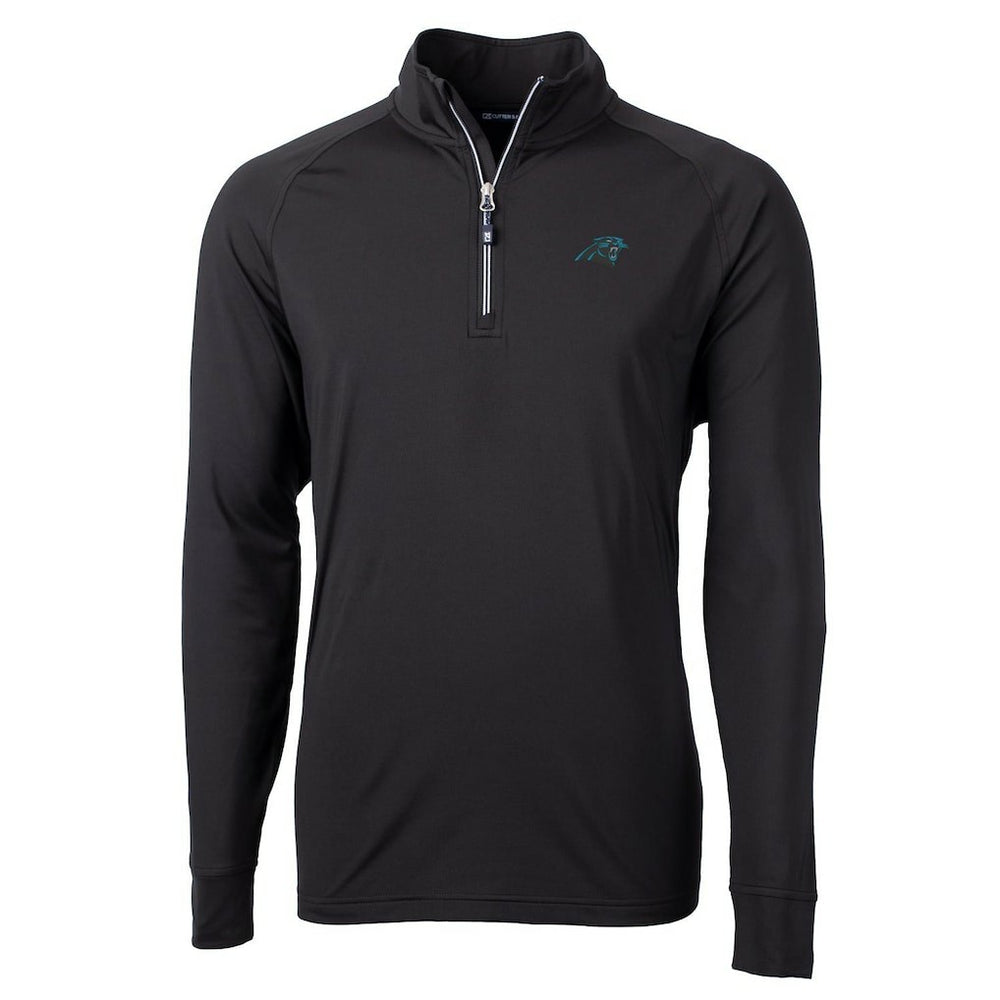 Carolina Panthers Cutter & Buck Big & Tall Adapt Eco Knit Quarter-Zip Pullover Jacket Black
