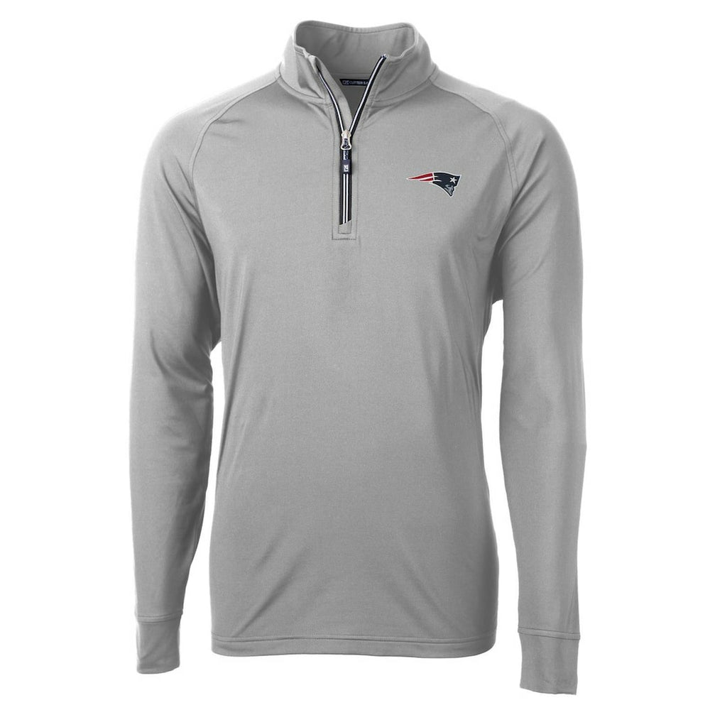 New England Patriots Cutter & Buck Big & Tall Adapt Eco Knit Quarter-Zip Pullover Jacket Gray