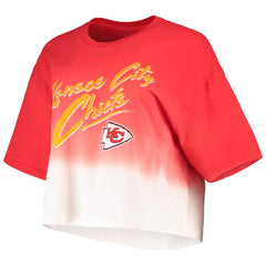 Patrick Mahomes Kansas City Chiefs Majestic Threads Women's Dip-Dye Player Name & Number Crop Top Red/White