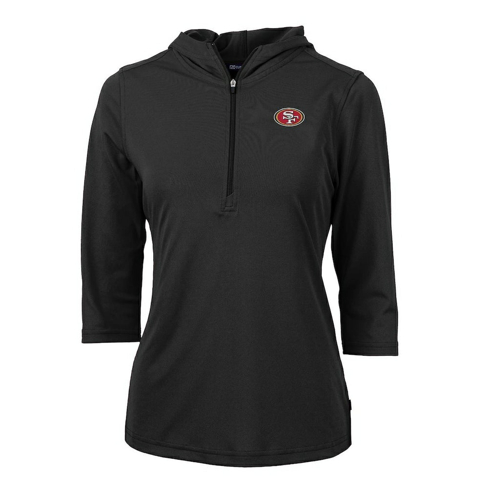 San Francisco 49ers Cutter & Buck Women's Virtue Eco Pique Half-Zip 3/4 Sleeve Pullover Hoodie Black