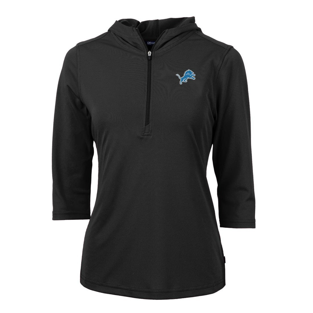 Detroit Lions Cutter & Buck Women's Virtue Eco Pique Half-Zip 3/4 Sleeve Pullover Hoodie Black
