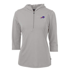 Buffalo Bills Cutter & Buck Women's Virtue Eco Pique Half-Zip 3/4 Sleeve Pullover Hoodie Gray