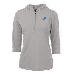 Detroit Lions Cutter & Buck Women's Virtue Eco Pique Half-Zip 3/4 Sleeve Pullover Hoodie Gray
