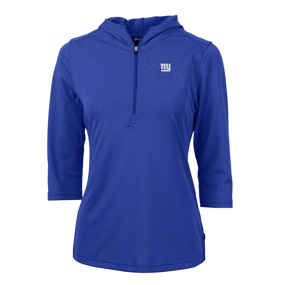 New York Giants Cutter & Buck Women's Virtue Eco Pique Half-Zip 3/4 Sleeve Pullover Hoodie Royal