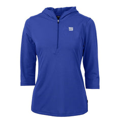 New York Giants Cutter & Buck Women's Virtue Eco Pique Half-Zip 3/4 Sleeve Pullover Hoodie Royal