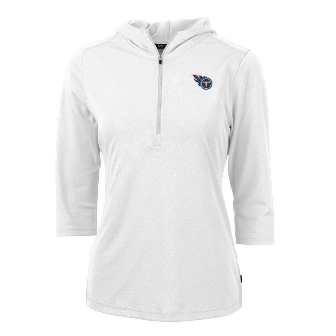 Tennessee Titans Cutter & Buck Women's Virtue Eco Pique Half-Zip 3/4 Sleeve Pullover Hoodie White